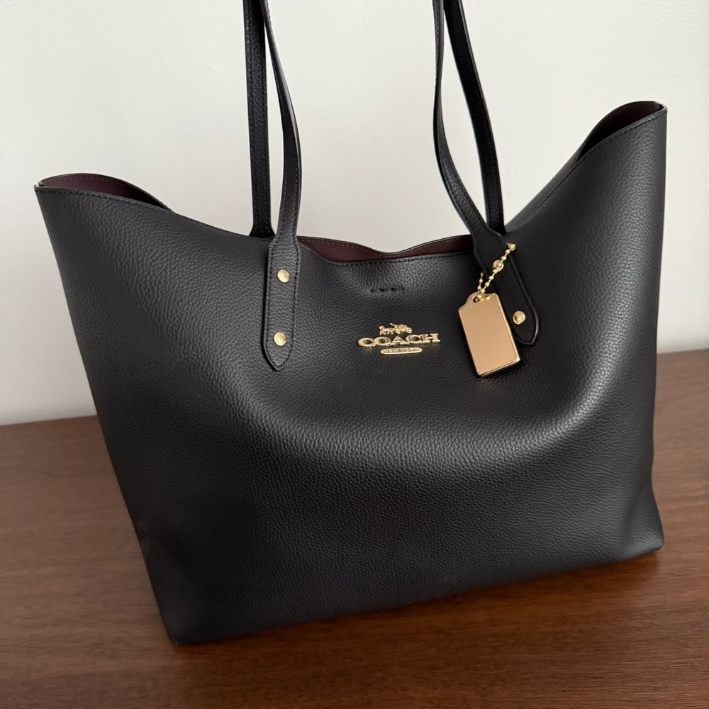 Coach Black Leather Tote Bag